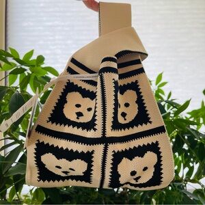 NWT Bear Knit Cute Tote Bag